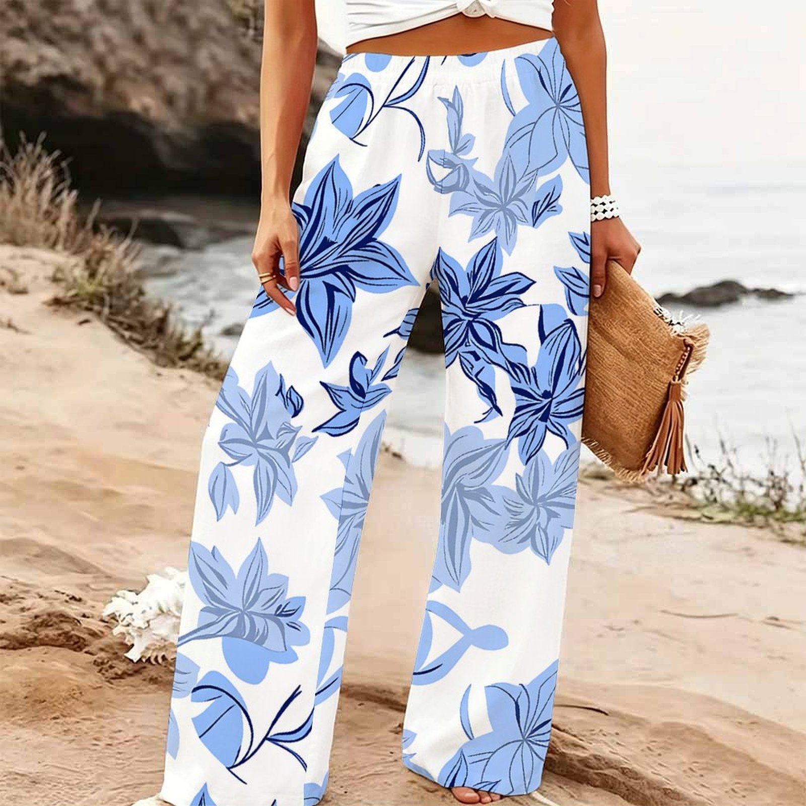 Palazzo Pant Wide - Women's Summer Beach Wide Leg Trousers
