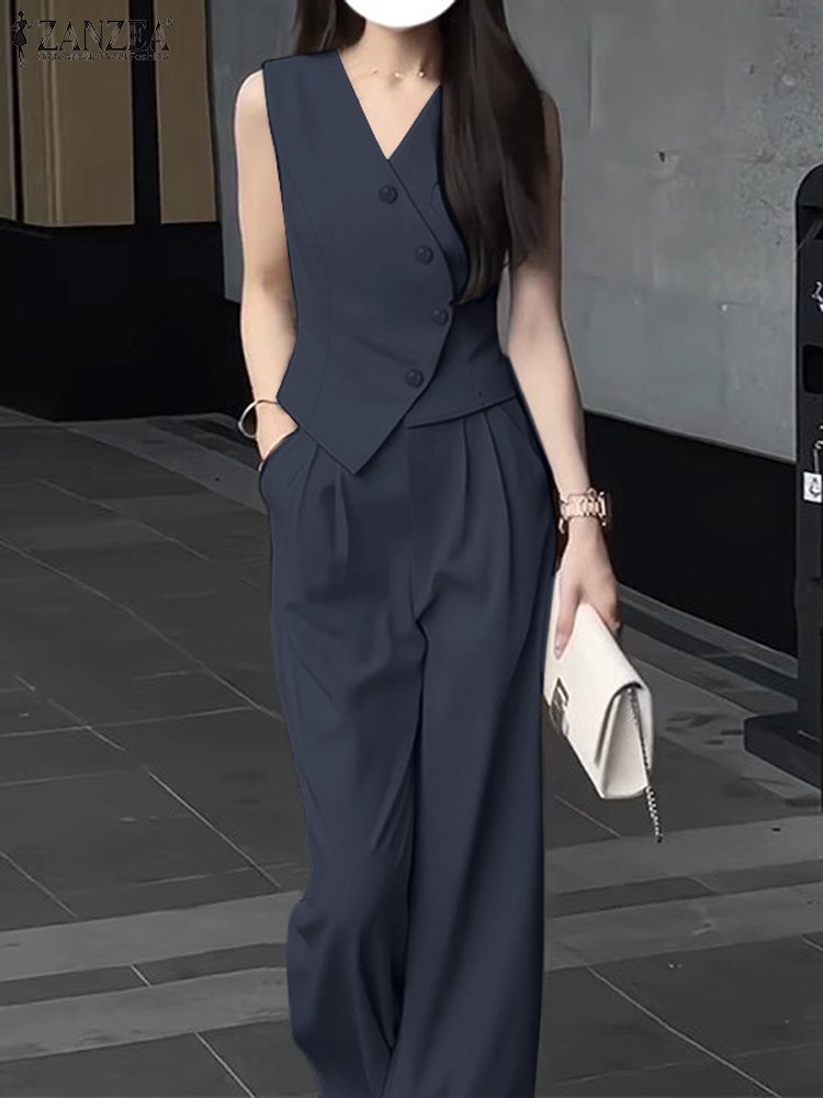 Summer Clothing Work - ZANZEA Elegant Summer Sleeveless Tops Wide