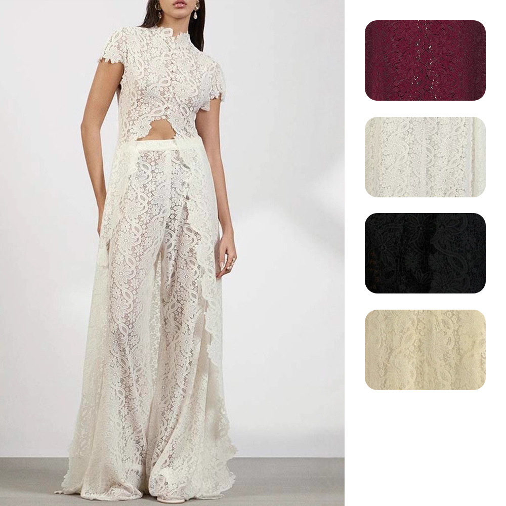 Palazzo Pant Wide - Women Lace 2 Piece Pants Set,