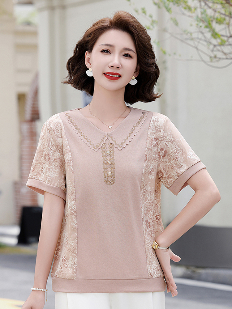Summer Clothing Over 60 - Fashionable Summer Knitted Splice Short Sleeve