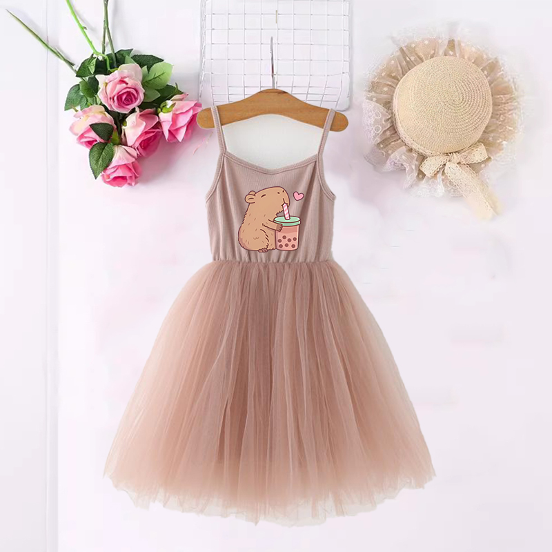 Summer Clothing Baby - Capybara Girls Dresses Anime Printed Cute