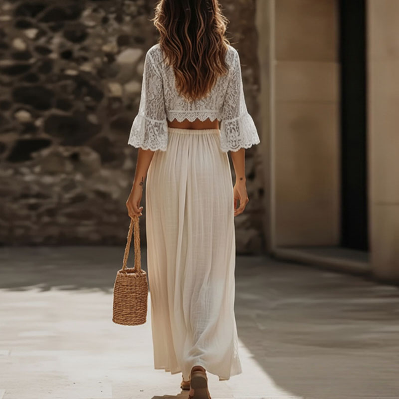 Womens Bohemian Lace Two Piece - đánh giá và giá Summer Clothing Vacation
