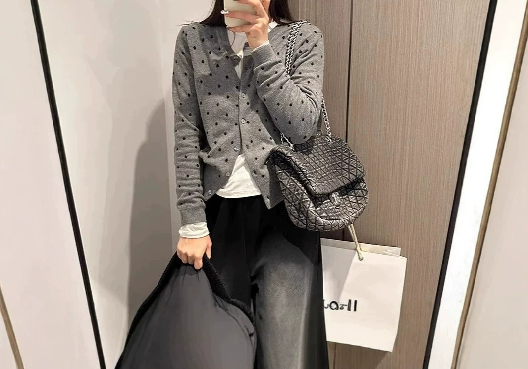 Gray Polka Dot Knitted Cardiga - đánh giá và giá Crew Clothing Summer Jacket