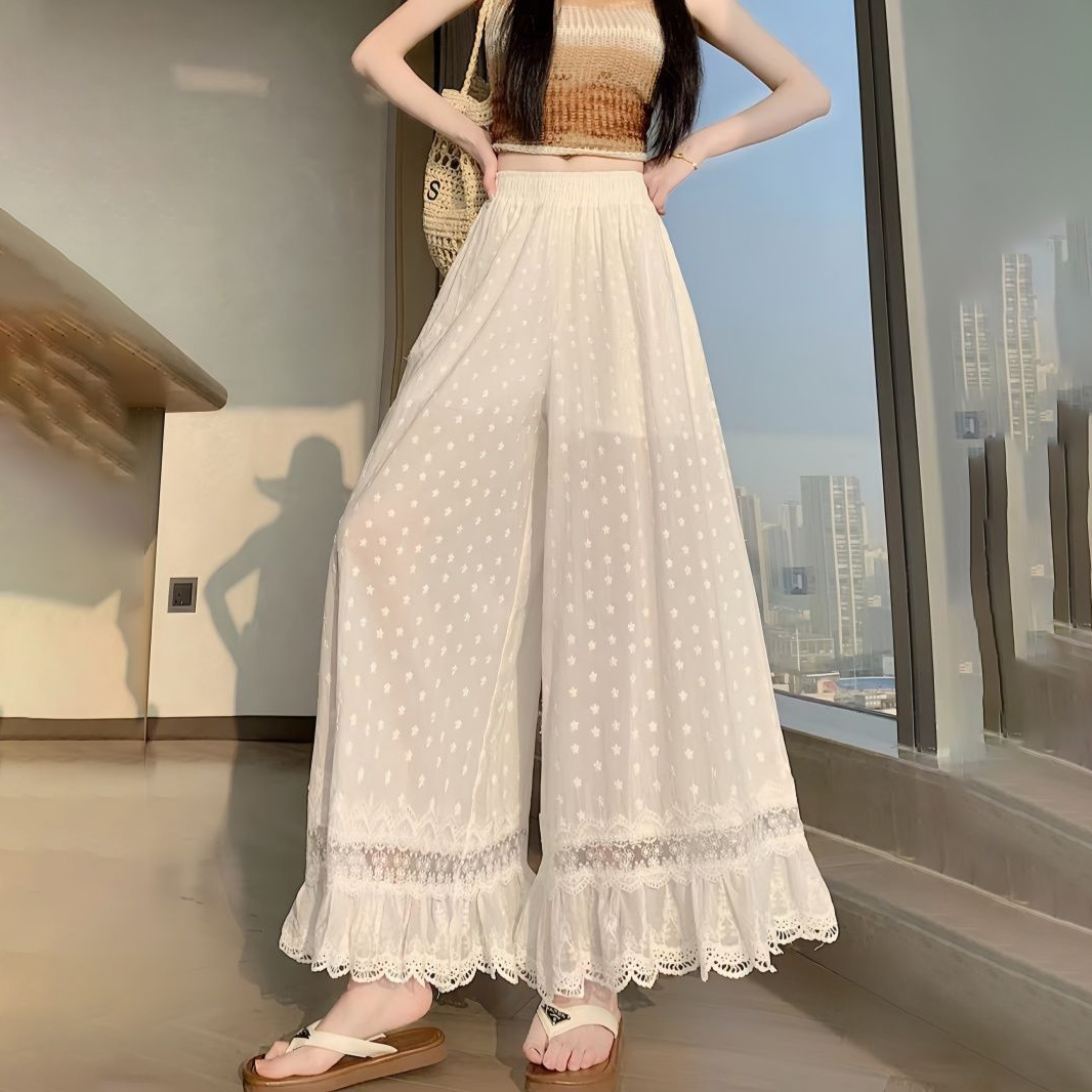 Women White Elastic High Waist - đánh giá và giá Palazzo Pant Wide