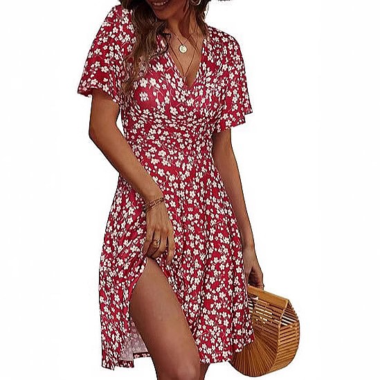 Women's Sleeveless Floral Wrap - đánh giá và giá Sundress Midi Floral