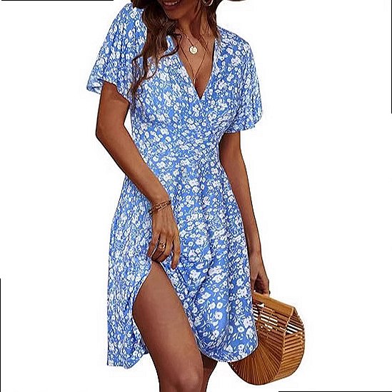Women's Sleeveless Floral Wrap - đánh giá và giá Sundress Midi Floral