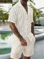 Men Crochet Knit 2 Piece Set L - đánh giá và giá Summer Clothing Vacation