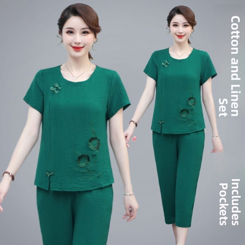 Summer Cotton Linen Short Slee - đánh giá và giá Summer Clothing Over 60