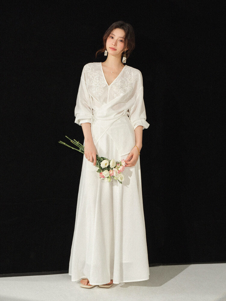 V Neck Embroidered Blouse and  - đánh giá và giá Palazzo Pant Wide
