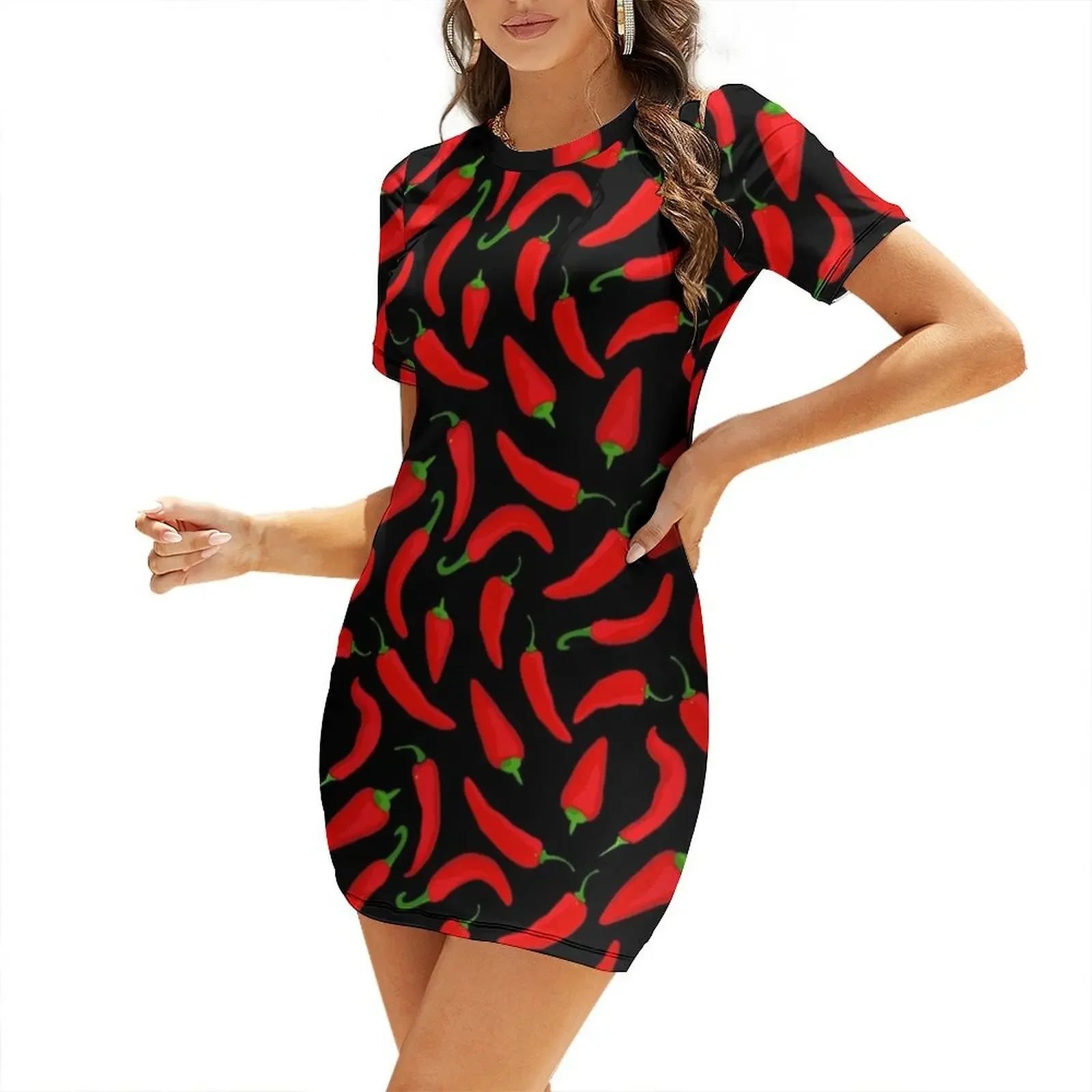 Red Chilli Pepper Pattern on B - đánh giá và giá Summer Clothing Online