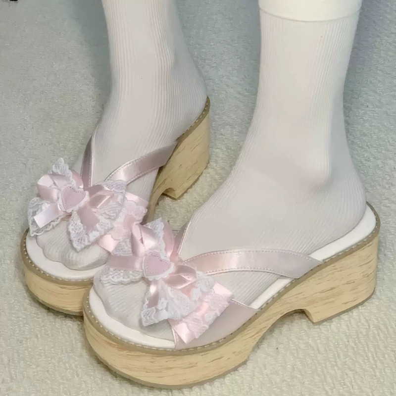 Sweet Bow Wood Grain Thick Bot - đánh giá và giá Summer Clothing Accessories