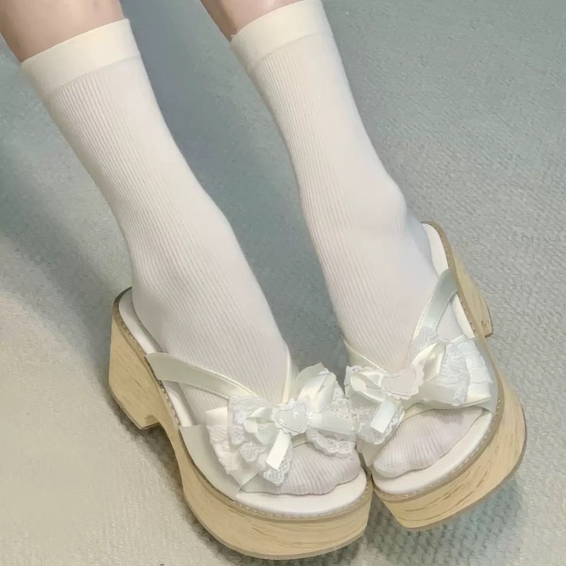 Sweet Bow Wood Grain Thick Bot - đánh giá và giá Summer Clothing Accessories