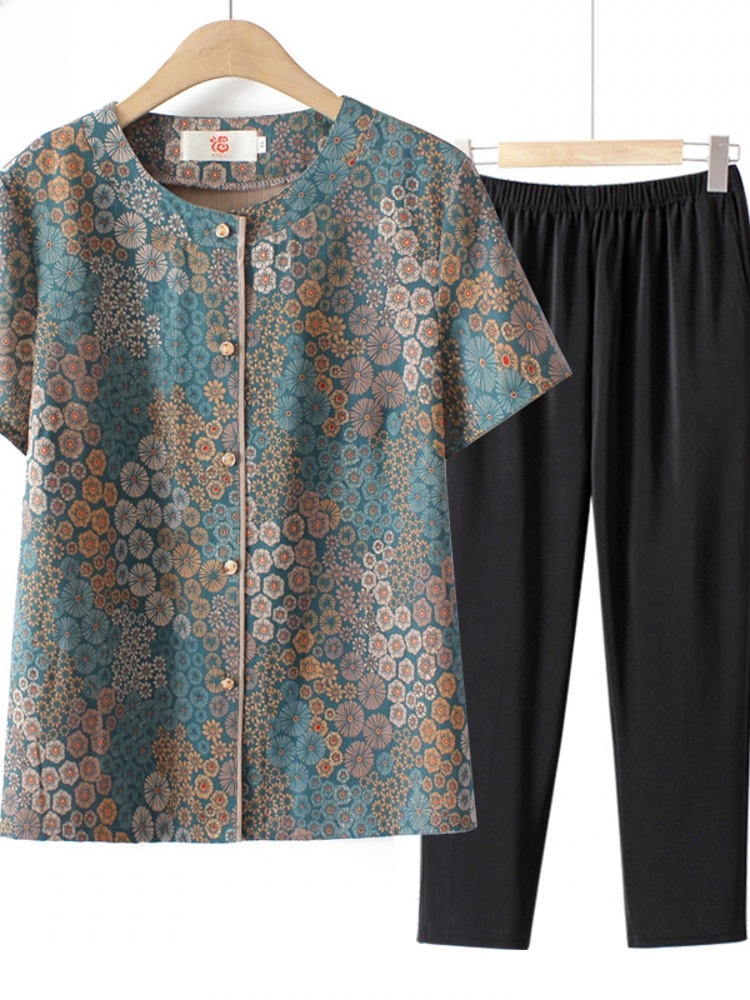 Grandma Style Short Sleeve Two - đánh giá và giá Summer Clothing Over 60