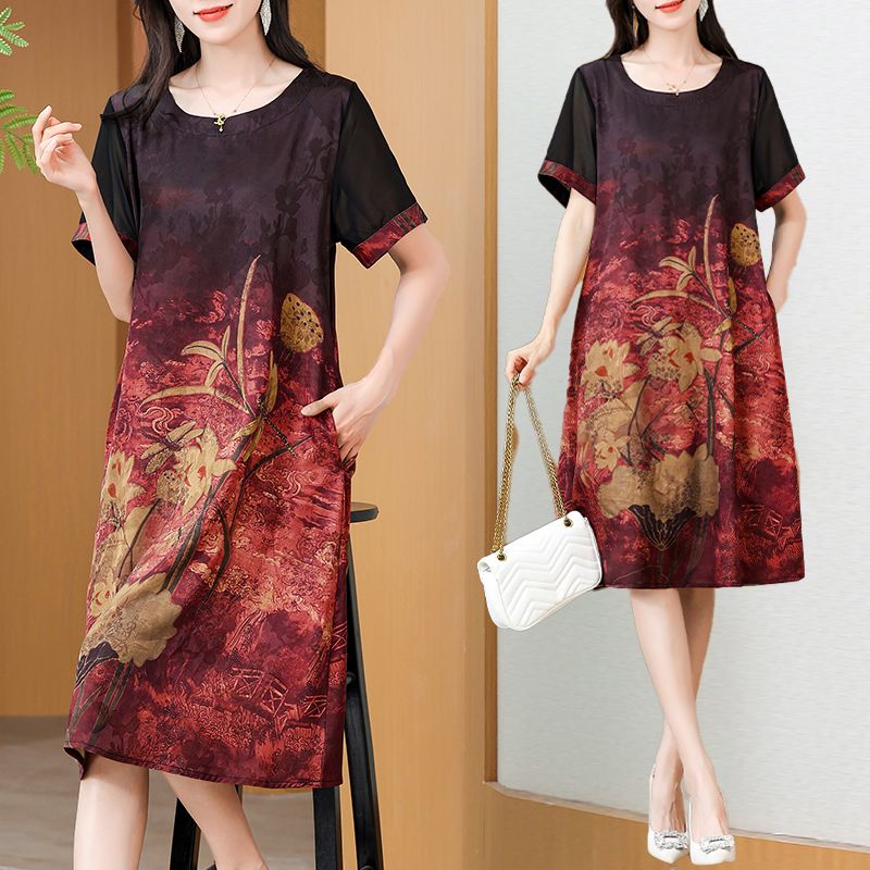 Elegant Mid-Length Printed Dre - đánh giá và giá Summer Clothing Over 60