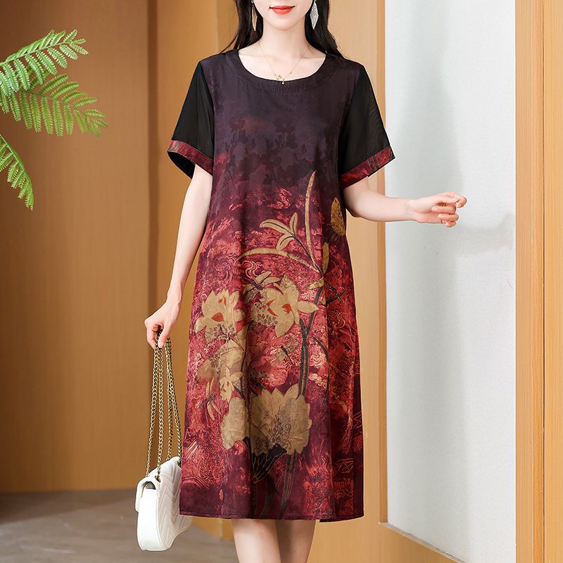 Elegant Mid-Length Printed Dre - đánh giá và giá Summer Clothing Over 60