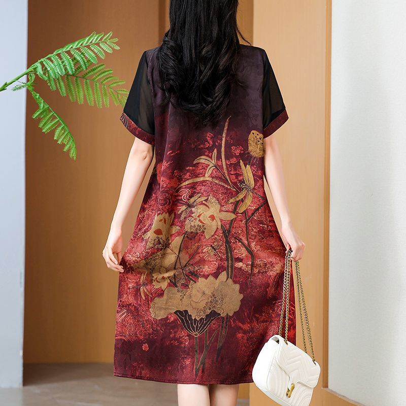 Elegant Mid-Length Printed Dre - đánh giá và giá Summer Clothing Over 60